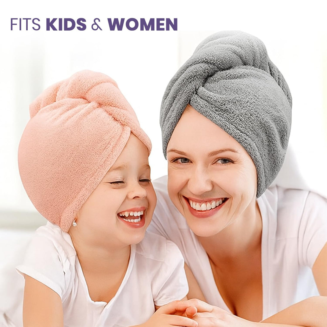 Microfiber Hair Towel for Women & Men | Quick Dry Hair Turban | Anti-Frizz, Super Soft & Lightweight Hair Wrap
